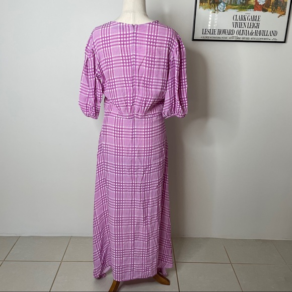 Faithfull The Brand Midi Dress Purple Check - Picture 7 of 10